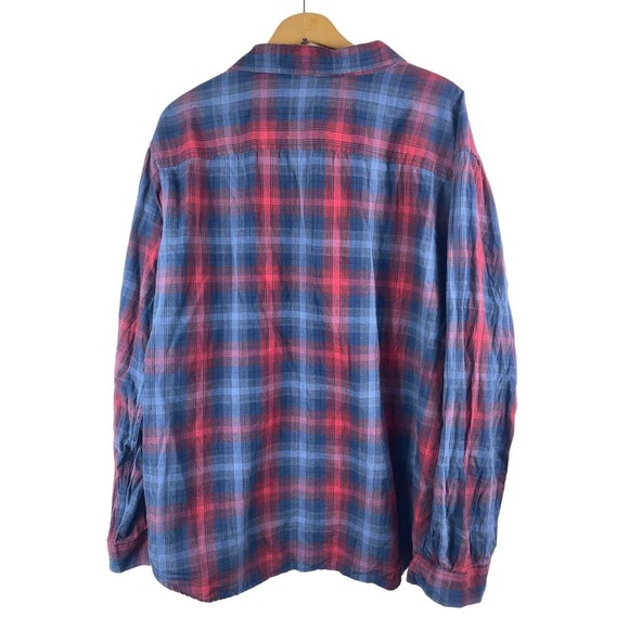 Columbia XL Button Down Shirt Mens Red Blue Plaid Long Sleeve Regular Fit Cotton - Picture 4 of 7